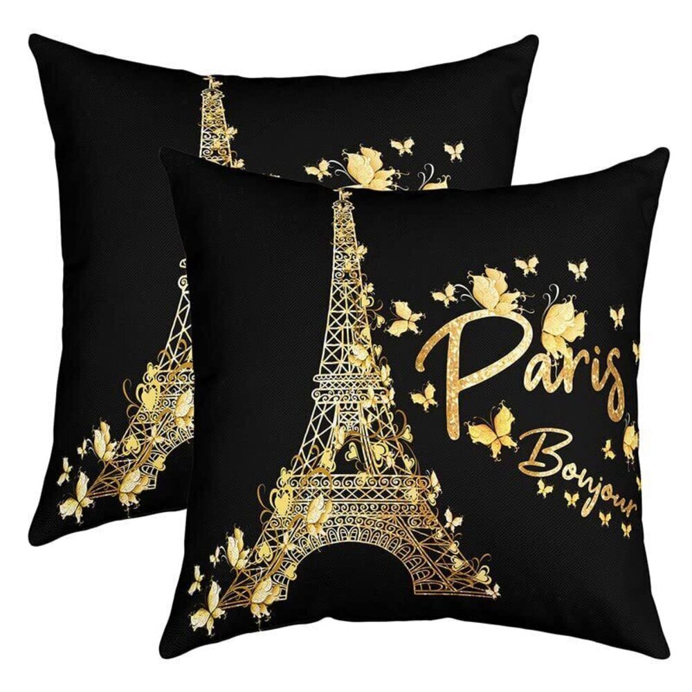 9463 Eiffel Tower Throw Pillow Covers 22"x22" Set of 2 Soft Paris Pillow